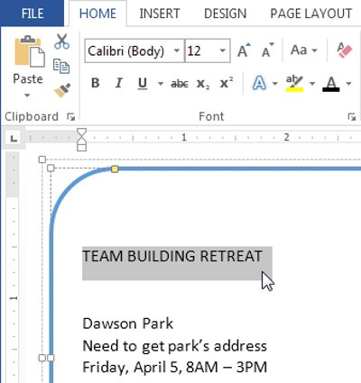 horizontal alignment in word 2013