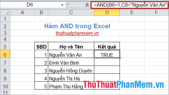 AND function in Excel Picture 5