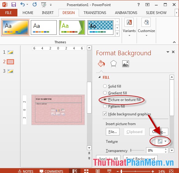 Apply texture effect to background color in PowerPoint Picture 2