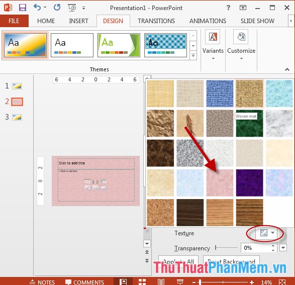 Apply texture effect to background color in PowerPoint Picture 3