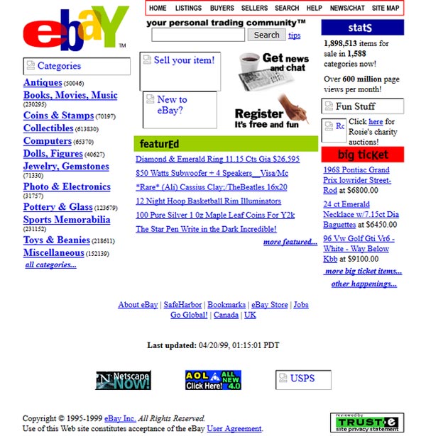 At first, what do popular websites look like?