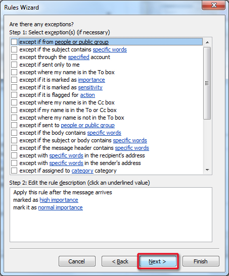 Automatically convert Important email to Normal in Microsoft Outlook 2010 Picture 6