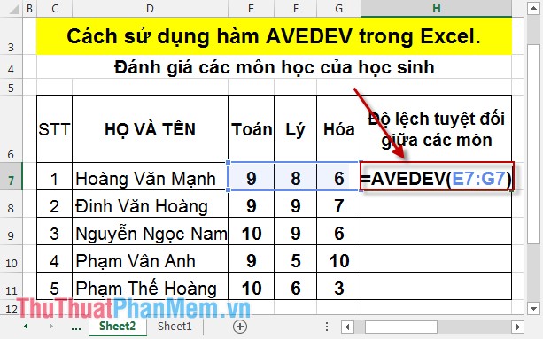 AVEDEV function - The function returns the average absolute deviation of data points from their midpoint in Excel Picture 4