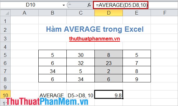 Average function (calculate the average) in Excel Picture 4