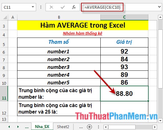 AVERAGE function - The function returns the average of the arguments in Excel Picture 4