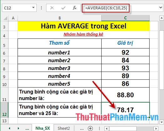 AVERAGE function - The function returns the average of the arguments in Excel Picture 6
