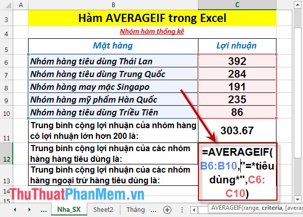 AVERAGEIF function - The function returns the average of the arguments with the conditions specified in Excel Picture 5