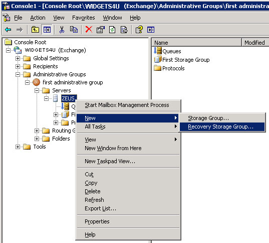 Backup and Restore Exchange 2003 with Recovery Storage Group Picture 1