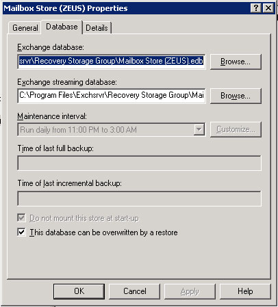 Backup and Restore Exchange 2003 with Recovery Storage Group Picture 5