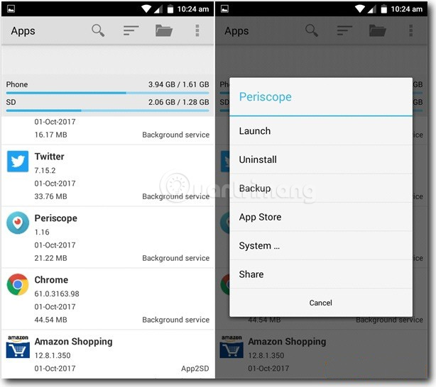 Backup and restore installed applications on Android using AppMonster. Picture 1