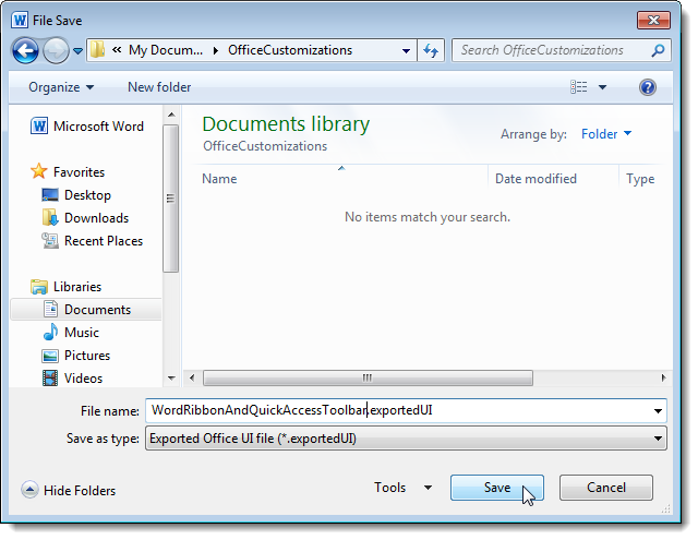 Backup and restore Office 2010 Ribbon toolbar Picture 10