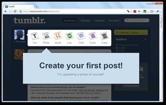 Basic steps to create a blog with Tumblr Picture 3