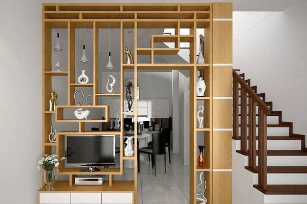 Beautiful wooden living room partitions help the house more spacious and luxurious Picture 3