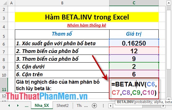BETA.INV function - The function returns the inverse of the cumulative distribution function for a specified beta distribution in Excel Picture 3