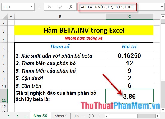 BETA.INV function - The function returns the inverse of the cumulative distribution function for a specified beta distribution in Excel Picture 4