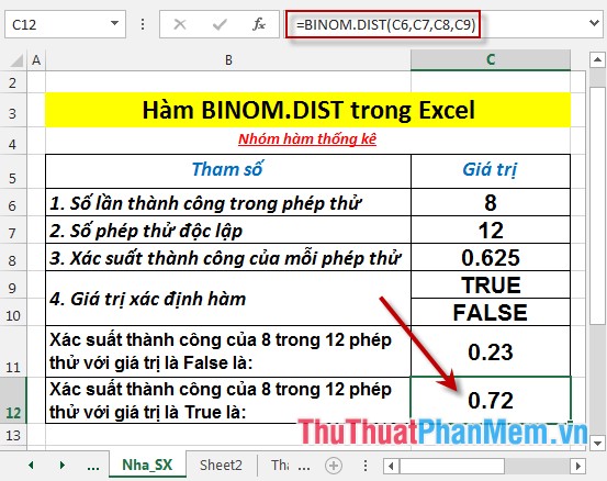BINOM.DIST function - Function returns the probability of binomial distribution of individual terms in Excel Picture 6
