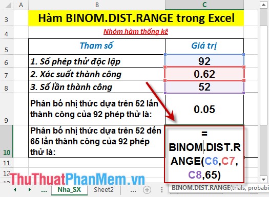 BINOM.DIST.RANGE function - The function returns the probability of a test result using binomial distribution in Excel Picture 5