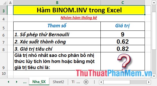 BINOM.INV function - The function returns the smallest value with cumulative binomial distribution greater or equal to the standard value in Excel Picture 2