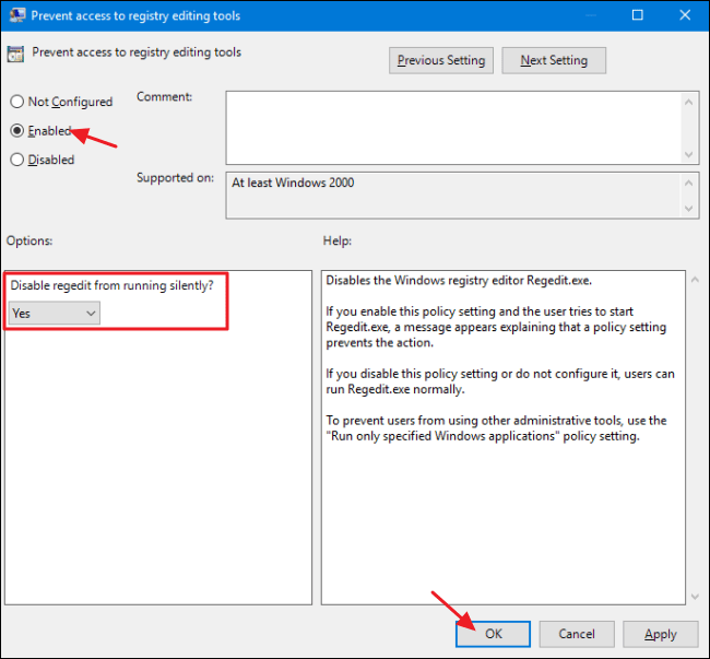 Block access to Registry Editor on Windows 10/8/7 Picture 9