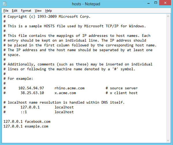 Block the website by hosts files on Windows 8 Picture 9