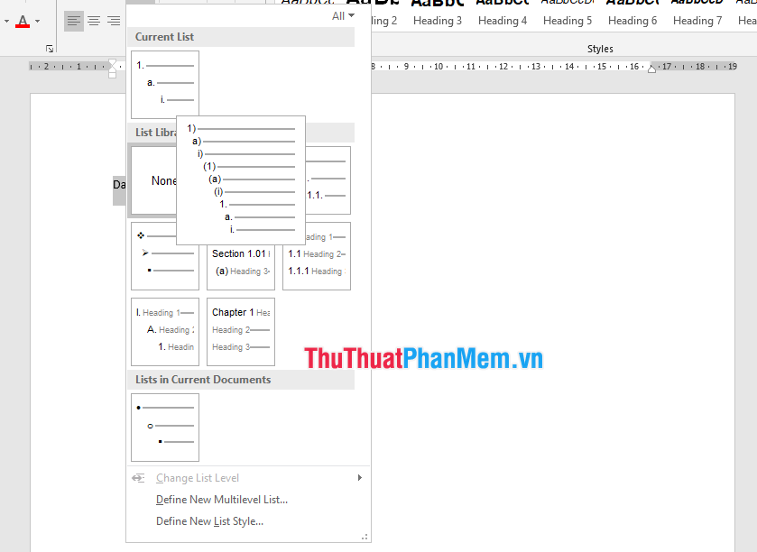 Bullets, Numbering in Word Picture 16