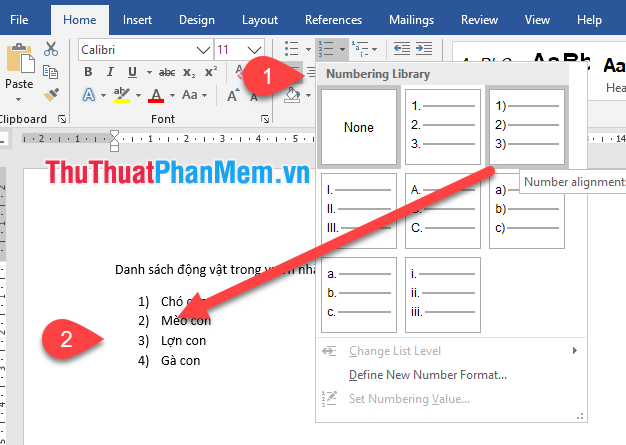 Bullets, Numbering in Word Picture 8