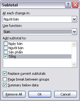 Calculate the subtotal of the list on Excel Picture 4