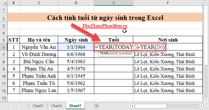 How To Calculate Year And Month From Date Of Birth In Excel