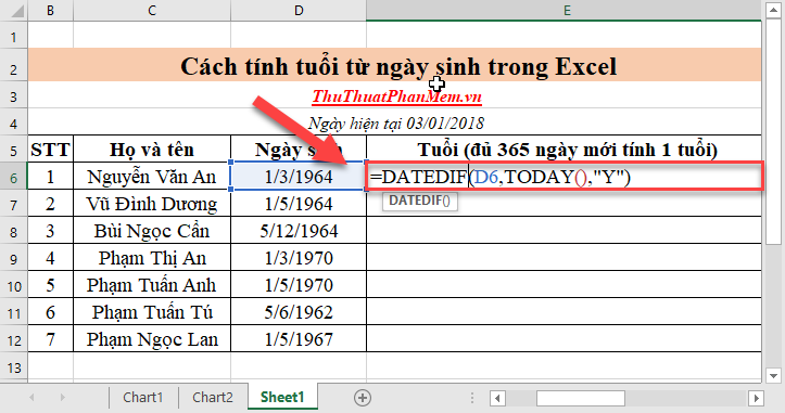 calculation-of-age-from-date-of-birth-in-excel