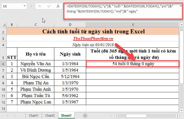 Calculation of age from date of birth in Excel Picture 8