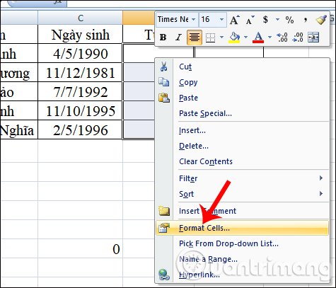 Calculation of age in Excel - TipsMake.com