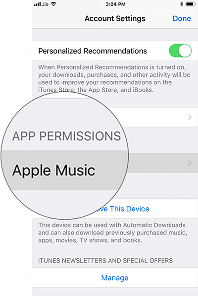 Cancel Apple Music access of third party applications Picture 2
