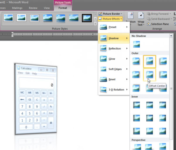 Capture and edit screen images with MS Word 2010 Picture 4