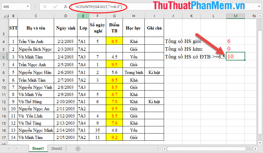 Cell counting function with data in Excel - Enclose example Picture 11