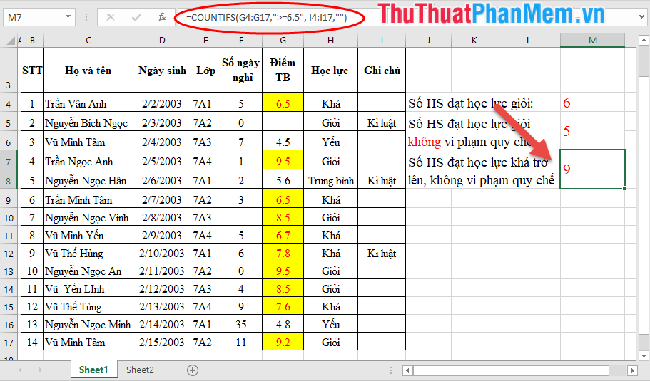 Cell counting function with data in Excel - Enclose example Picture 13