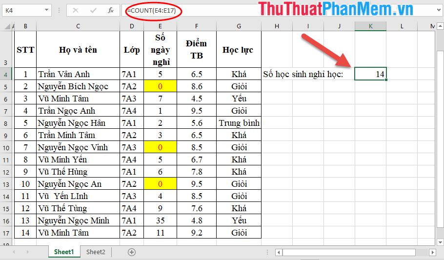 Cell counting function with data in Excel - Enclose example Picture 3