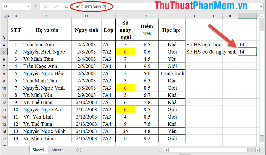 Cell counting function with data in Excel - Enclose example Picture 4