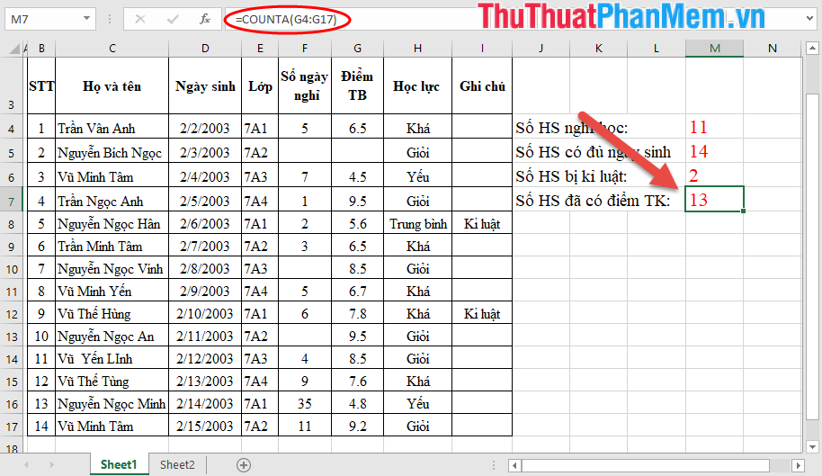 Cell counting function with data in Excel - Enclose example Picture 6