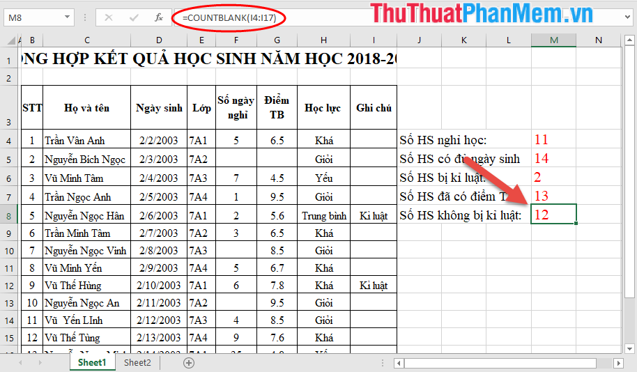 Cell counting function with data in Excel - Enclose example Picture 7