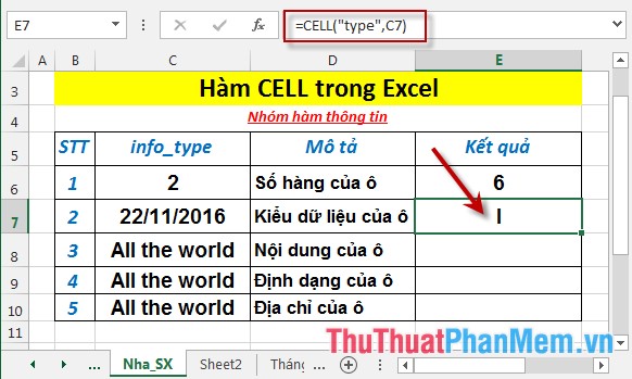 CELL function - The function returns information about the format or content of a cell in Excel Picture 5