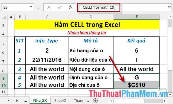 CELL function - The function returns information about the format or content of a cell in Excel Picture 7