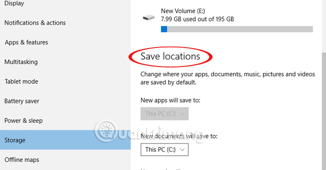 Change the folder to save the default data in Windows 10 Picture 4