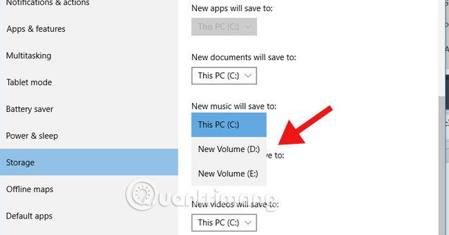 Change the folder to save the default data in Windows 10 Picture 5
