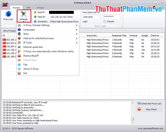 Change the IP address with X-Proxy software Picture 5