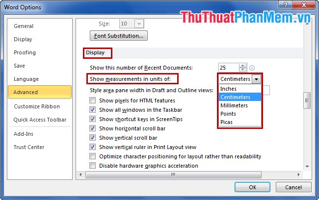 Change the measurement unit in Word 2007 2010 2013 Picture 7