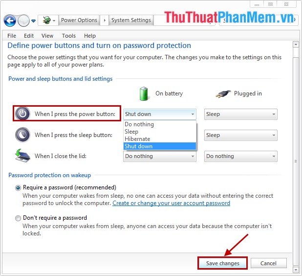 Change the setting mode when you press the Power button on the computer Picture 4