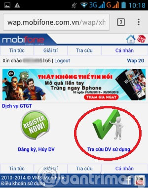 Picture 6 of Check how MobiFone service is registered?