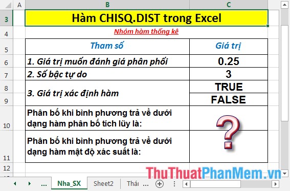 CHISQ.DIST - Function returns the distribution when squared in Excel Picture 2