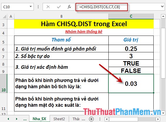 CHISQ.DIST - Function returns the distribution when squared in Excel Picture 4
