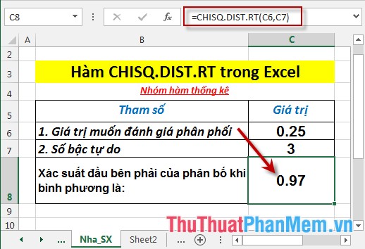CHISQ.DIST.RT function - The function returns the right end probability of the distribution when squared in Excel Picture 4